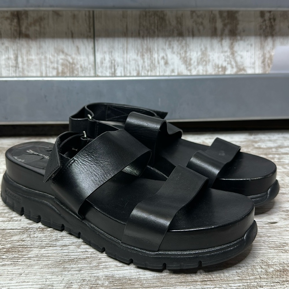 Cole Han ZEROGRAND Black Leather Slide Sandal Women’s Size 8 1/2 B